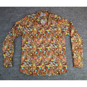 MENS MADCAP RETRO MOD 60s 70s PSYCHEDELIC Button Up Paisley SHIRT Size 46